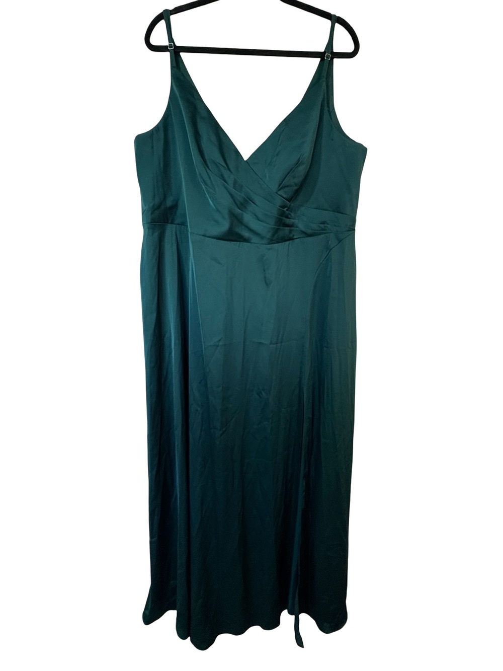 Azazie Dalilah Pine Green‎ Stretch Satin Bridesmaid Maxi Dress A22 NWT